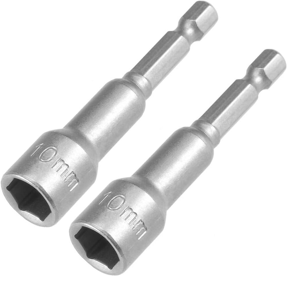 Magnetic Nut Driver Set 10Mm 65Mm Crv Steel With 1/4 Inch Hex Shank Impact Socket Adapter 2Pcs 9169991130576