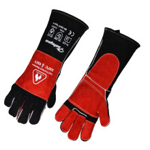 Heat Resistant Leather Welding Gloves 932F Stitched 16Inch Long Cuff for BBQ and Fireplace