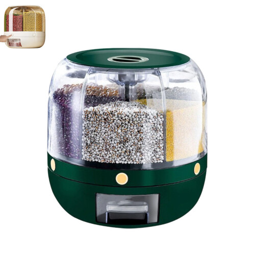 Rotating Candy Dispenser with 360 Smooth Rotation, Six Compartments, OneClick Release, Green