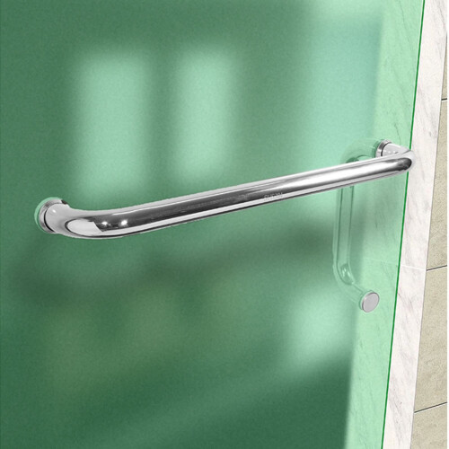 Shower Door Handle Set Polished Chrome Glass Pulls 425mm and 225mm Internal External Mount 2