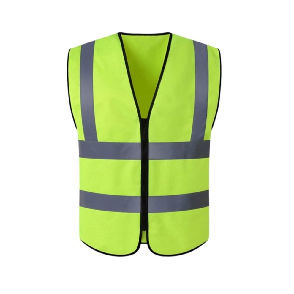 Reflective Safety Vest With Visibility Strips And Zipper Closure For Construction Yellow 9053599446040