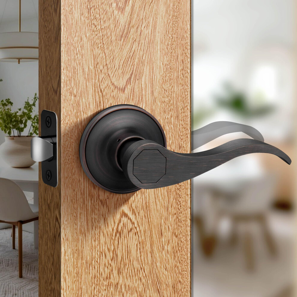Oil Rubbed Bronze Passage Door Lever, Reversible Non Locking Handle For Hallway Or Closet 9174973021674