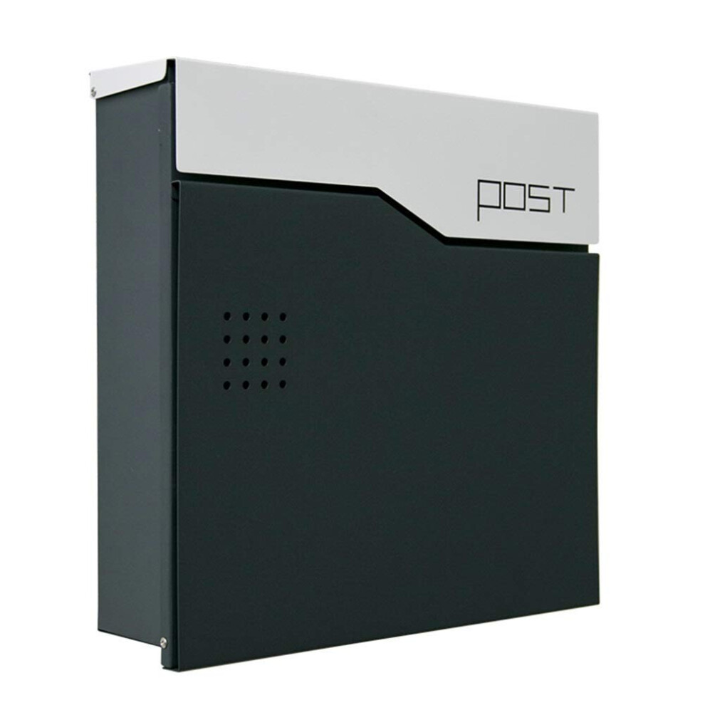 Wall Mounted Lockable Mailbox Weatherproof Galvanized Steel Post Box Matte Black Anthracite 9053599446538