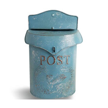 Wall Mounted Mailbox Weatherproof Lockable Vintage Iron Design for Outdoor Home or Garden