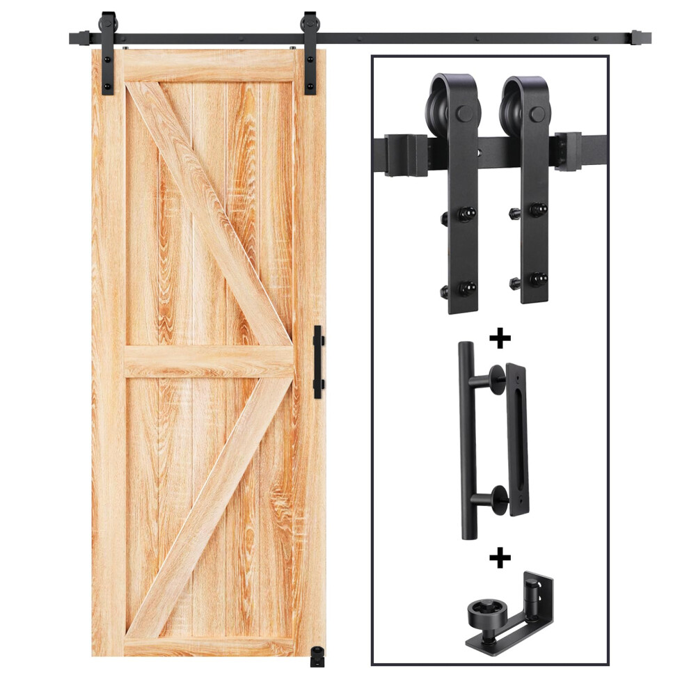 4Ft Sliding Barn Door Hardware Kit With Track And Handle, Smooth Quiet Glide, Easy Install Steel 9053599446484