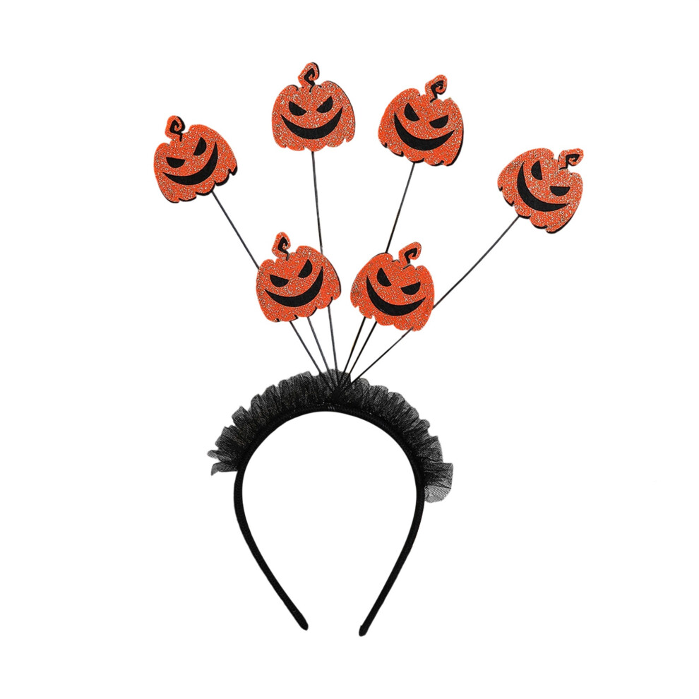 (One Size, Orange) Halloween Handband for Women Creative Glitter Pumpkin/Ghost Headpiece for Party Cosplay