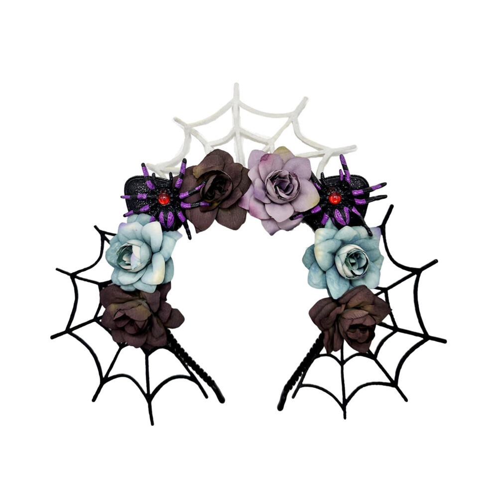 (25cmx22cm, Multicolor) Halloween Bat Headband for Women Flower and Skull Head Decor Devil Horns Hair Hoop for Halloween, Party