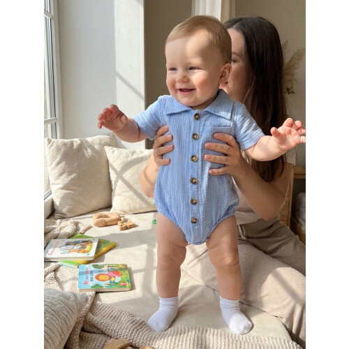 (9-12 Months, Blue) Combinaisons bébé unisexes, pour enfants 1