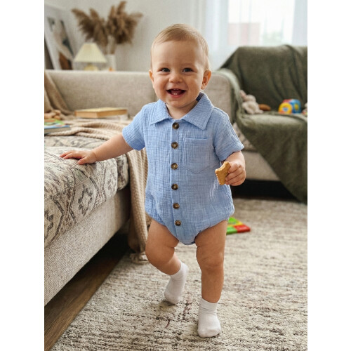 (9-12 Months, Blue) Combinaisons bébé unisexes, pour enfants 2