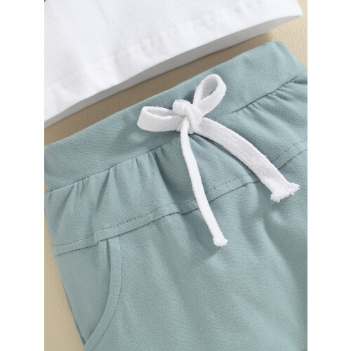 (0-6 Months, Blue) Completo estivo 2 pantaloncini elastici. 1
