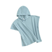 (9-10 Years, Blue) Serviette de plage enfant à capuche, couleur unie, gaufrée, coupe ample, pour garçons et filles