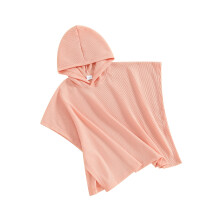 (5-6 Years, Pink) Serviette de plage enfant à capuche, couleur unie, gaufrée, coupe ample, pour garçons et filles