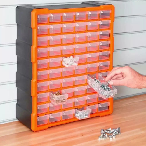60 Drawer Parts Storage Cabinet - Multi-Compartment Nail Tool Organiser Box 1