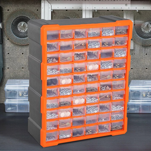 60 Drawer Parts Storage Cabinet - Multi-Compartment Nail Tool Organiser Box 2