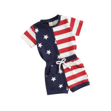 (2-3 Years, Red) Ensemble bébé 2 pièces (T-shirt étoiles et rayures + short) pour le 4 juillet.