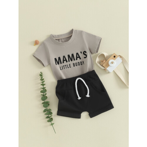 (2-3 Years, Dark Grey) Ensemble 2 pièces pour l'été. 2