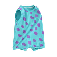 (9-18 Months, Sky Blue) Combinaison bébé fille/garçon imprimé animal, col rond, sans manches, body été décontracté