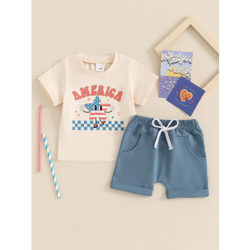 (6-12 Months, Beige) Set de vară copii mici 2
