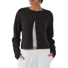 (XL, Black) Gilet cardigan uni pour femme, manches longues, col rond, fermeture boutonnée, pull en maille