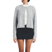 (XL, Light Gray) Gilet cardigan uni pour femme, manches longues, col rond, fermeture boutonnée, pull en maille