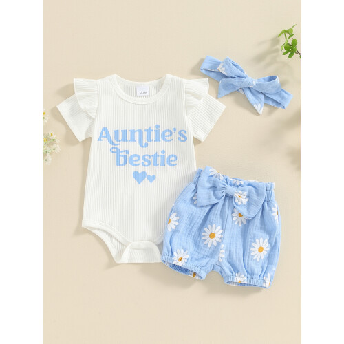 (3-6 Months, Blue) Conjunto de shorts de verão. 2