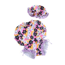 (12-18 Months, Lavender) Maiô infantil de manga comprida com estampa floral/de sorvete e proteção solar.