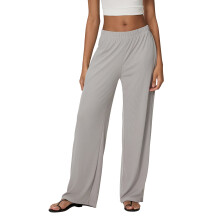 (S, Gray) Casual damesbroek met elastische taille, effen, losse stijl, streetwear voor dagelijks gebruik en feestjes.