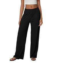 (M, Black) Casual damesbroek met elastische taille, effen, losse stijl, streetwear voor dagelijks gebruik en feestjes.