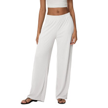(XL, White) Casual damesbroek met elastische taille, effen, losse stijl, streetwear voor dagelijks gebruik en feestjes.