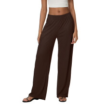 (L, Coffee) Casual damesbroek met elastische taille, effen, losse stijl, streetwear voor dagelijks gebruik en feestjes.