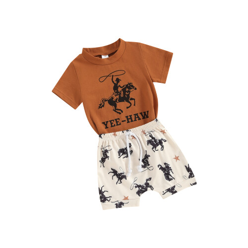 (0-6 Months, Beige) Σετ σορτς Western για νήπια