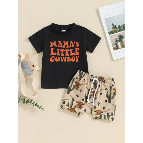 (12-18 Months, Black) Σετ σορτς Western για νήπια 1