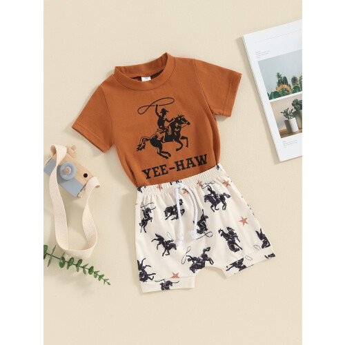 (6-12 Months, Beige) Σετ σορτς Western για νήπια 2