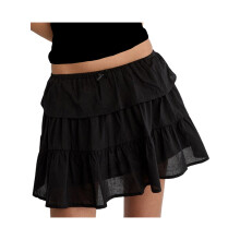 (S, Black) Women Mini Skirt, Low Waist Solid/Leopard Print Layered Skirt Summer Skirt Streetwear for Casual Daily