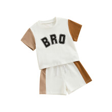 (6-12 Months, White) Babyjongen 2-delige set: contrasterende kleur