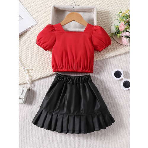 (18-24 Months, Red) Καλοκαιρινά ρούχα 2 φούστα PU 2