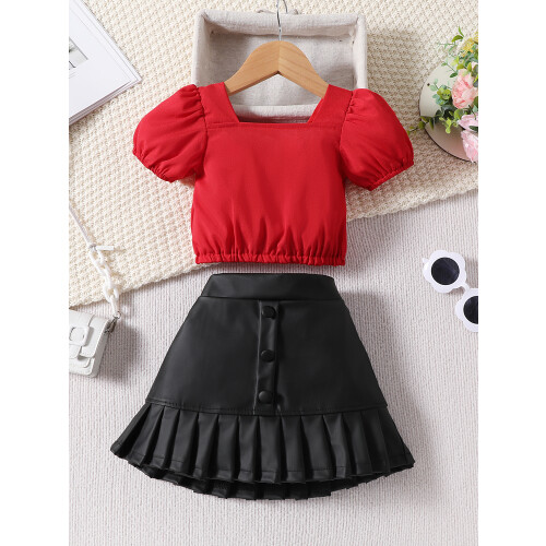 (18-24 Months, Red) Καλοκαιρινά ρούχα 2 φούστα PU 1
