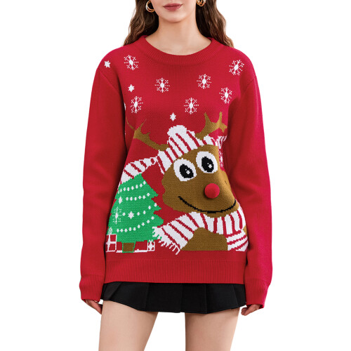(XXL, Red Women) Pull de Noël et enfants