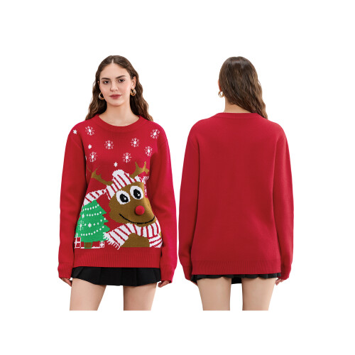 (M, Red Women) Pull de Noël et enfants 1