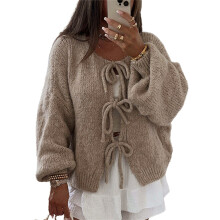 (M, Khaki) Gilet cardigan ample pour l'automne.