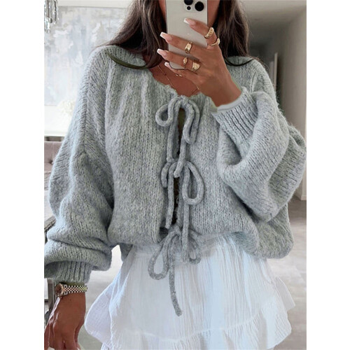 (M, Light Grey) Gilet cardigan ample pour l'automne. 2