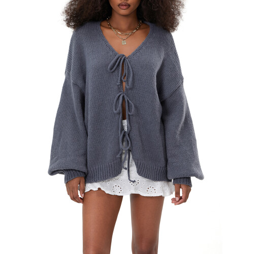 (M, Dark Grey) Gilet cardigan ample pour l'automne. 1