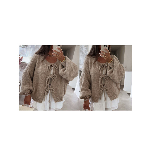 (M, Khaki) Gilet cardigan ample pour l'automne. 1