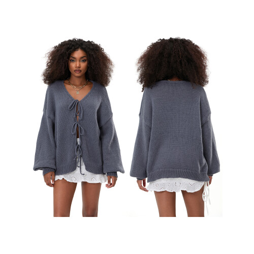 (M, Dark Grey) Gilet cardigan ample pour l'automne. 2