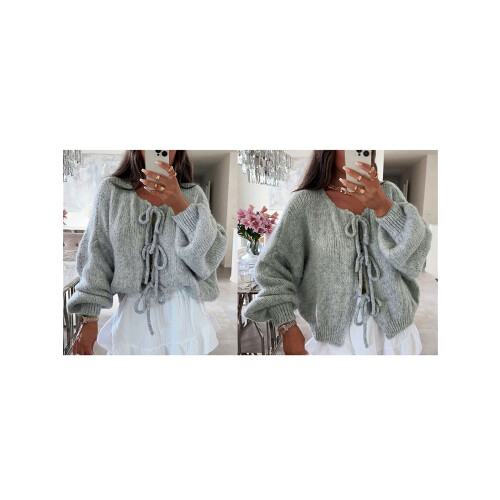 (M, Light Grey) Gilet cardigan ample pour l'automne. 1