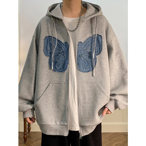 (S, Grey) Sudadera con capucha para otoño. 2