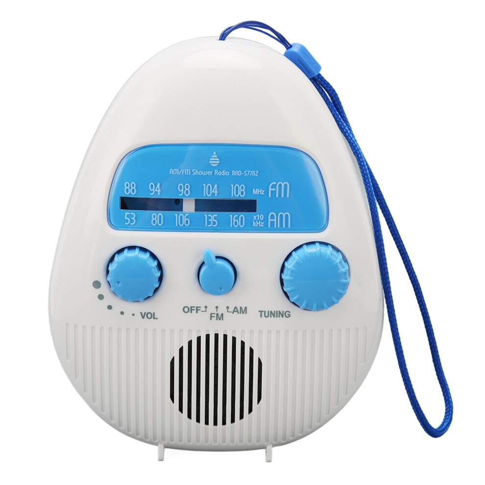 Waterproof Shower Radio With Builtin Speaker, Battery Operated Am Fm Bathroom Radio With Easy Tuning Knob 9771547225768