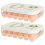 2 Pcs Stackable Egg Storage Container with Lid and Timer, Large Capacity Clear Egg Holder for Refrigerator 1