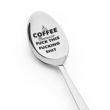 Funny Coffee Spoon Engraved Stainless Steel Humorous Message Gift for Coffee Lovers Husband Wife