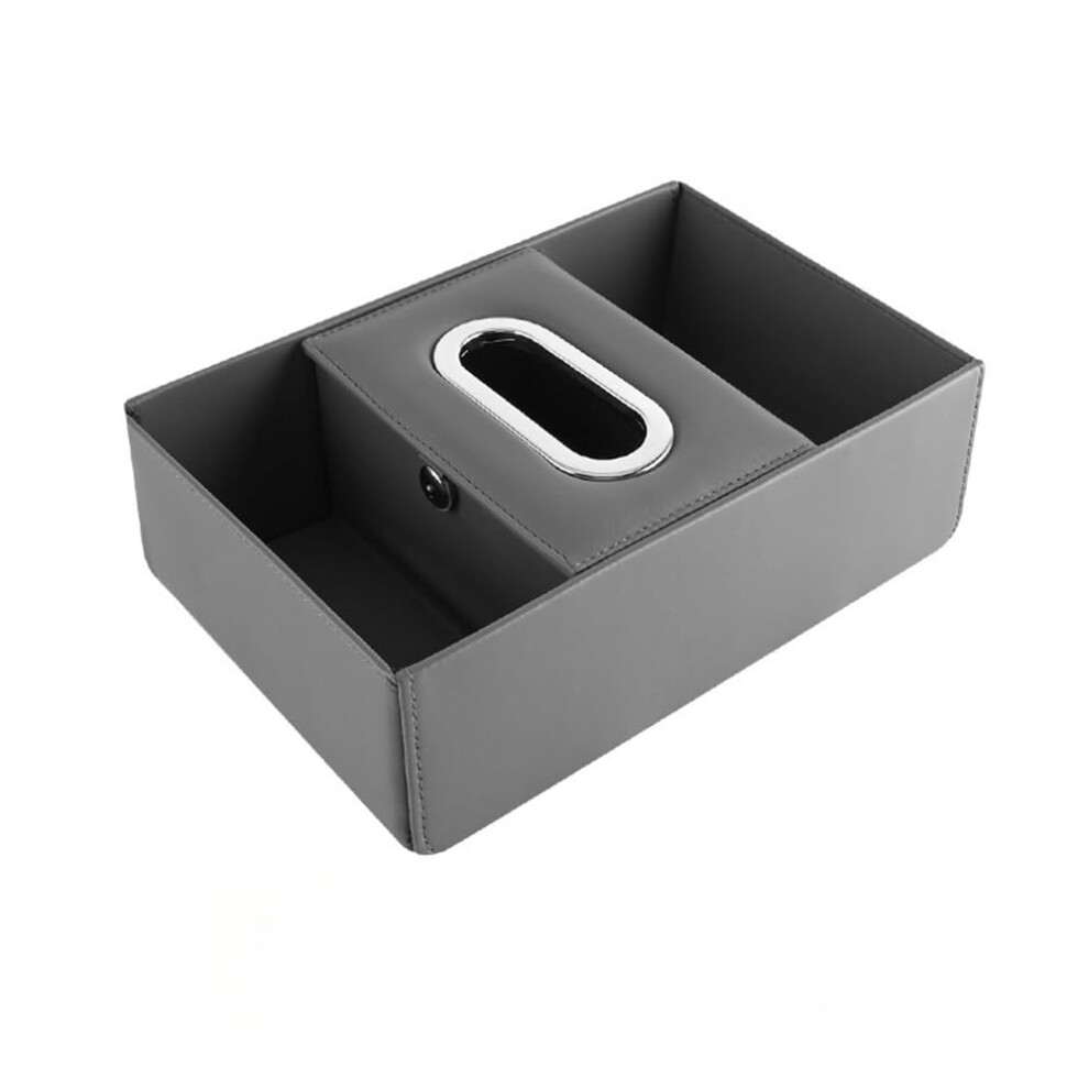 Car Armrest Organizer With Tissue Box And Cup Holder, Universal Console Storage Box Gray 9073542360162